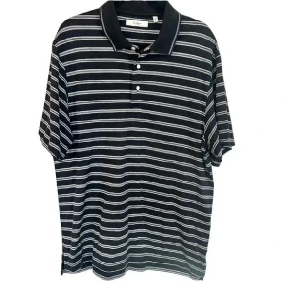 Turnbury Men's Black & White Stripe Short Sleeve Cotton Polo Size L GUC - Picture 1 of 8